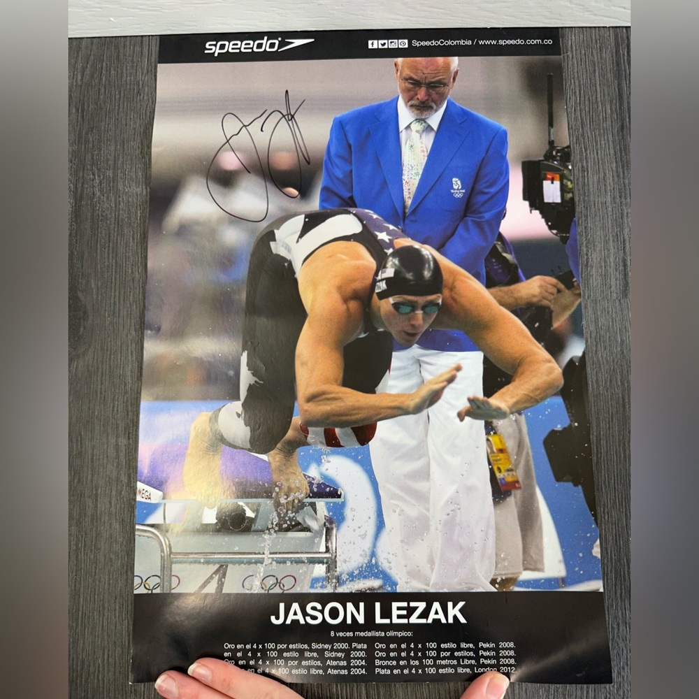 Jason lezak Olympic swimmer small autographed poster - like new condition